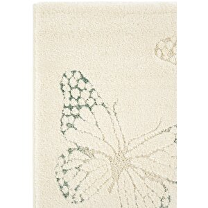 Klein 03 Krem Çocuk Halısı Yumuşak Doku Kız Çocuk Odası Halısı Kelebek Figür Bebek Halısı 120x180 cm