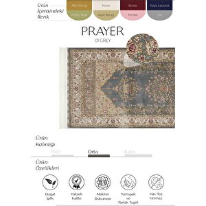 Prayer 01 Gri Seccade Kalın Namaz Halısı Çeyizlik Gelin Damat Çift Bohçası seccadesi