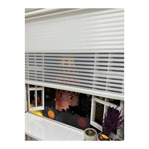 Çizgili Çift Mekanizmalı Tül Ve Stor Perde - Model 1 150x260 cm