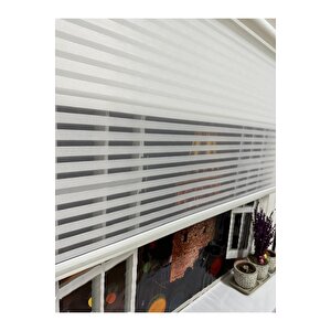 Çizgili Çift Mekanizmalı Tül Ve Stor Perde - Model 1 100x260 cm