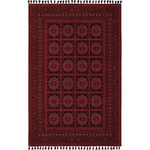 Atlas 03 Kırmızı Mutfak Halısı Yıkanabilir Halı Kaymaz Taban Afgan Halısı Salon Halısı 120x180 cm