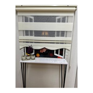 Geniş Plise Krem Dilimli Zebra Perde 160x270 cm