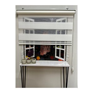 Geniş Plise Ekru Zebra Perde 80x260 cm