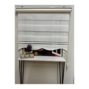 Geniş Plise Ekru Dilimli Zebra Perde 120x270 cm