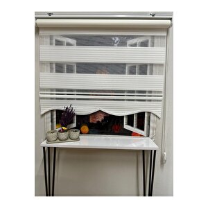 Geniş Plise Ekru Dilimli Zebra Perde 120x270 cm