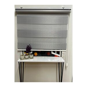 Geniş Plise Gri Zebra Perde 220x260 cm