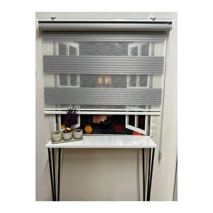 Geniş Plise Gri Zebra Perde 220x260 cm