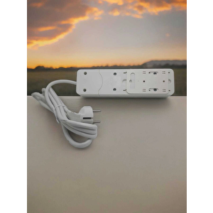 Seldur Üçlü Çocuk Korumalı Topraklı Grup Priz / Anahtarlı 5 Metre Kablolu - Beyaz