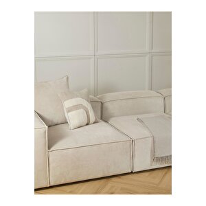 Frida 3 Modül Modüler Mini Köşe Koltuk / Üçlü Kanepe, Fitilli, Kırık Beyaz Kırık Beyaz Işık