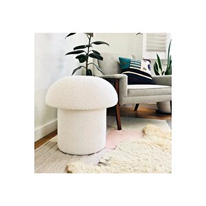 Mushroom Mantar Puf, Teddy, Beyaz Beyaz