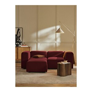 Pietro 3 Modül Köşe (2 Modül Ve Puf Takim), Yönsüz Kadife, Bordo Bordo