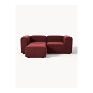 Pietro 3 Modül Köşe (2 Modül Ve Puf Takim), Yönsüz Kadife, Bordo Bordo