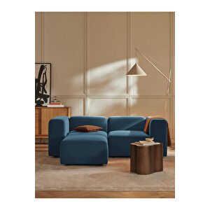 Pietro 3 Modül Köşe (2 Modül Ve Puf Takim), Yönsüz Kadife, Mavi Mavi