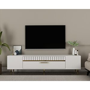 Dekolp1ct Tv Sehpasi Beyaz-Altın Beyaz gold