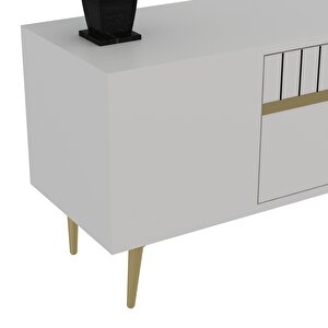Dekolp1ct Tv Sehpasi Beyaz-Altın