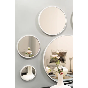 Art 4'lü 50-40-30-20 Yuvarlak Beyaz Dekorati̇f Ayna Seti̇