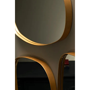 Zen Gold Asi̇metri̇k 3'lü Dekorati̇f Ayna Seti̇