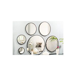Art 70 Cm Yuvarlak Siyah Çerçeveli Dekoratif Ayna