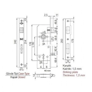 Özcanlar 40 Mm Oval Ayna Si̇yah Ekstra Wc Kapı Kilidi