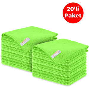 Mikrofiber Genel Temizlik Bezi Yeşil 40x40 Cm. - 20 Adet