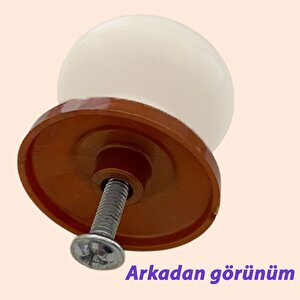 Yasemin Kulp Beyaz Polimer Düğme Kulp Bakır Tablalı Mobilya Mutfak Dolabı Çekmece Kulbu Kulpları