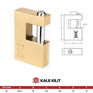 Kale 80 Mm Prinç Kayar Milli Pimli Sarı Asma Kilit