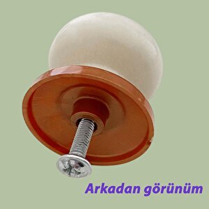Menekşe Kulp Beyaz Polimer Düğme Kulp Bakır Tablalı Mobilya Mutfak Dolabı Çekmece Kulbu Kulpları