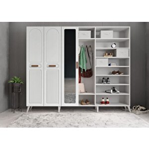 Letto Membran 6 Kapaklı Portmanto Vestiyer Montaj Dahil - Beyaz 240 Cm