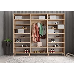 Letto Membran 6 Kapaklı Portmanto Vestiyer Montaj Dahil - Meşe Beyaz 210 Cm