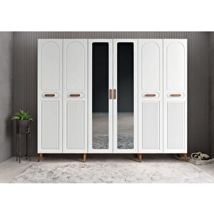 Letto Membran 6 Kapaklı Portmanto Vestiyer Montaj Dahil - Ceviz Beyaz 210 Cm