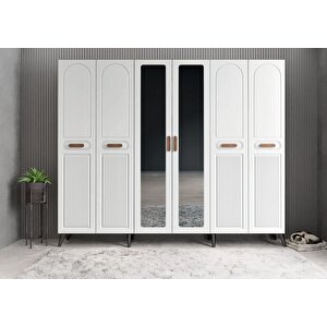 Letto Membran 6 Kapaklı Portmanto Vestiyer Montaj Dahil - Füme Beyaz 240 Cm