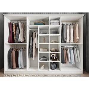 Arona Membran 7 Kapaklı Gardırop Montaj Dahil - Beyaz 245 Cm