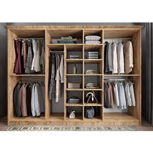Etro Membran 7 Kapaklı Gardırop Montaj Dahil - Çam Beyaz 245 Cm