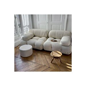 Bellini 2 Modül Modüler Koltuk / Kanepe, Teddy, Beyaz
