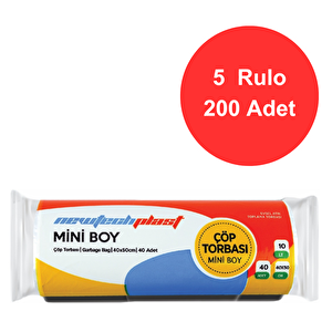 Çöp Torbası, Mini Boy, Beyaz, 40 X 50 Cm., 5 Rulo 200 Adet