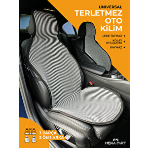 Meka Part Oto Koltuk Koruyucu Kılıf 3 Parça Füme Beyaz Universal 2+1 %100 Pamuk Beyaz-Füme