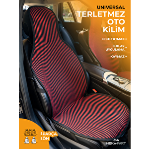 Meka Part Oto Koltuk Koruyucu Kılıf 1 Parça Kırmızı Siyah Universal Ön Koltuk Için %100 Pamuk Kırmızı - Siyah