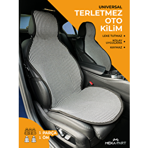 Meka Part Oto Koltuk Koruyucu Kılıf 1 Parça Füme Beyaz Universal Ön Koltuk Için %100 Pamuk Beyaz-Füme