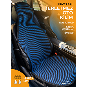 Meka Part Oto Koltuk Koruyucu Kılıf 1 Parça Mavi Siyah Universal Ön Koltuk Için %100 Pamuk Mavi Siyah