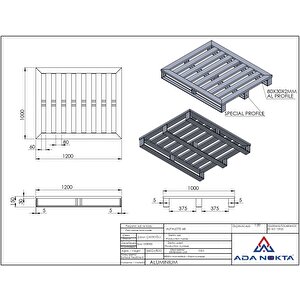 Alüminyum Palet 1000 X 1200 X 150
