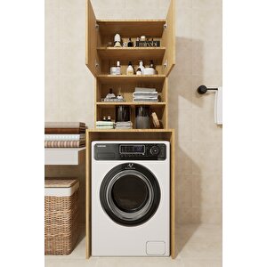Çamaşır Makinesi Dolabı Hayzum 180*066*55 Banyo Kiler Dolabı Rivoli Çam