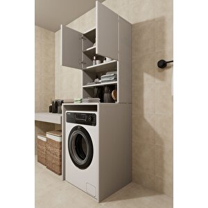 Çamaşır Makinesi Dolabı Hayzum 180*066*55 Banyo Kiler Dolabı Beyaz Beyaz