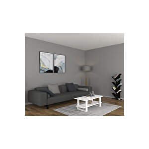 İndex Modern Orta Sehpa Beyaz - Ahşap Ayaklı Dikdörtgen Tasarım 90x50