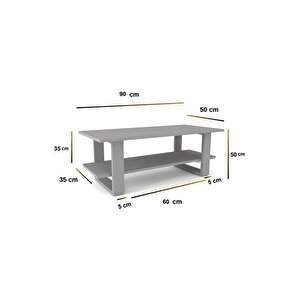 İndex Modern Orta Sehpa Beyaz - Ahşap Ayaklı Dikdörtgen Tasarım 90x50