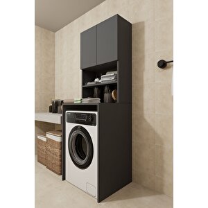 Çamaşır Makinesi Dolabı Hayzum 180*066*55 Banyo Kiler Dolabı Antrasit