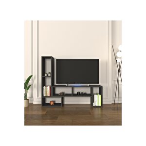 Çok Şekilli Fonksiyonel Tv Sehpası, Dekoratif Sehpa-kitaplık, Blok Tv Ünitesi, Antrasit