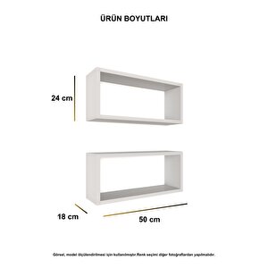 Arles 2'li Dikdörtgen Ahşap Duvar Rafı Uçan Raf Banyo Mutfak Salon Antre Duvar Düzenleyici Or Antrasit