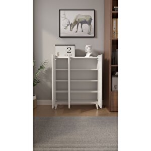 İliana 3 Kapaklı 4 Raflı Çok Amaçlı Dolap, Banyo Dolabı, Mutfak Dolabı Beyaz Beyaz