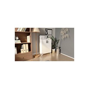 4 Raflı 2 Kapaklı Ayakkabılık Çok Amaçlı Dolap Banyo Dolabı Mutfak Dolabı Beyaz