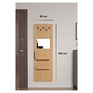 Gizli Boy Aynası, Dekoratif Vestiyer, Modern Askılık, Sürgülü Kapaklı Boy Aynası, Aynalı Vestiyer Çam